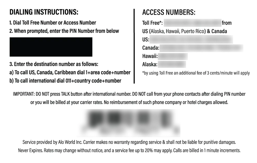 Aloworld Calling Card for Domestic and International Calls