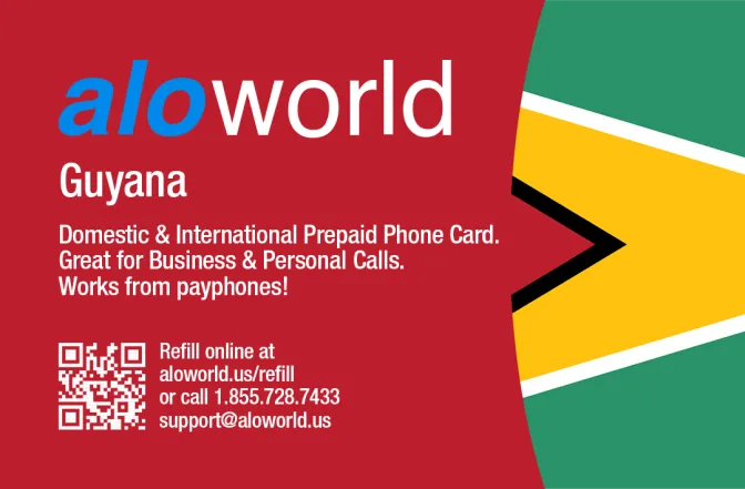 Call Guyana from United States or Canada cheap and easy with a calling card.