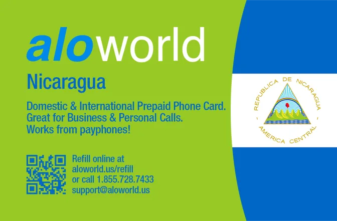 Call Nicaragua from United States or Canada cheap and easy with a calling card.