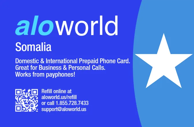 Call Somalia from United States or Canada cheap and easy with a calling card.
